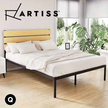 Artiss Queen Bed Size Metal Bed Frame - Contemporary Black PAULA Design